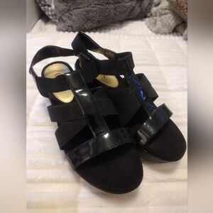 New, Chaps Brand, Black Chunky Wedge Sandals,